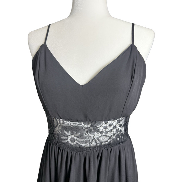 GUESS Dress Women's Maxi‎ Black Lace inset Boho, Romantic Spaghetti Strap Med - Picture 3 of 13